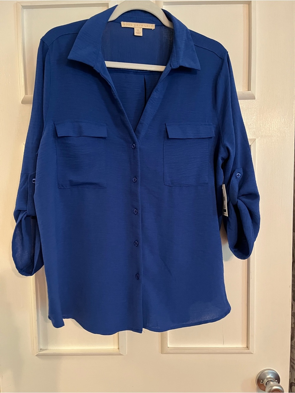 Cobalt Blue Button-Down Blouse Size XL